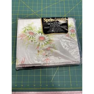 Springmaid Wondercale Double Flat Sheet Set White Daisy Bouquet